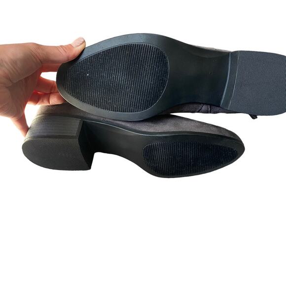 Madden Girl Prissley Over-the-Knee Boots Gray Faux Suede Stacked Heel Sz 10 - Picture 3 of 6